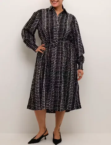 Rochie medie Kaffe Curve, negru/bej