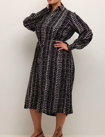 Rochie medie Kaffe Curve, negru/bej