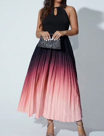 Rochie lunga SHEIN CURVE, negru/roz