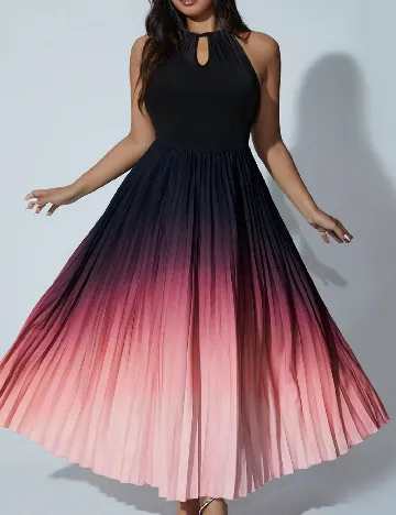 Rochie lunga SHEIN CURVE, negru/roz