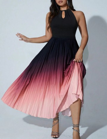 Rochie lunga SHEIN CURVE, negru/roz