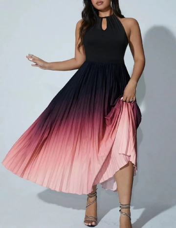 Rochie lunga SHEIN CURVE, negru/roz