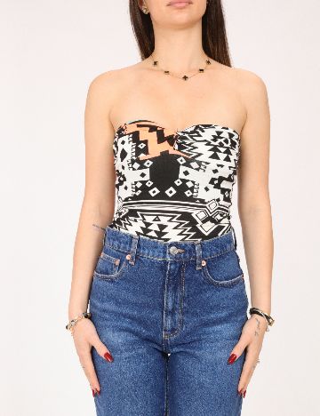 Body Bershka, negru/alb