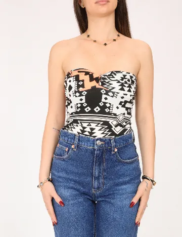 Body Bershka, negru/alb