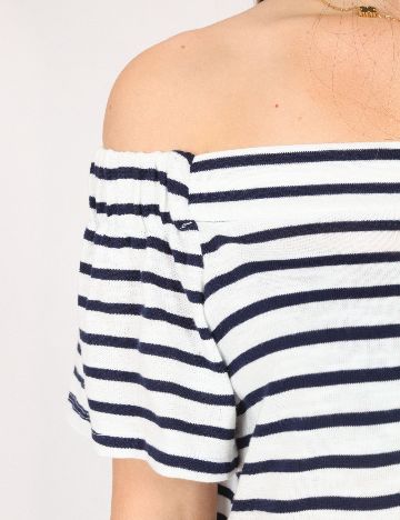Top Bershka, alb/albastru