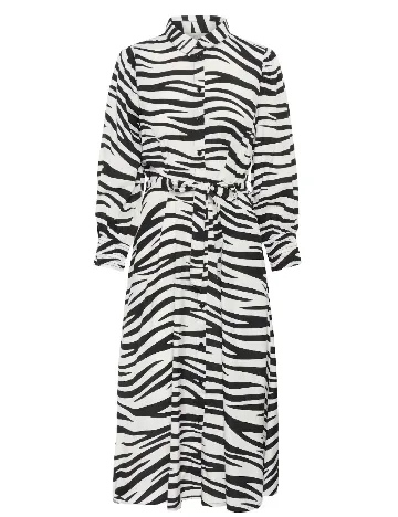 Rochie medie Kaffe Curve, alb/negru