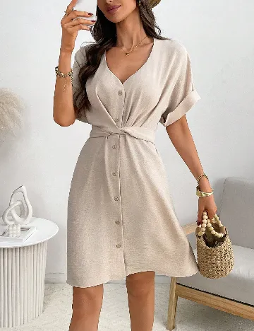 Rochie scurta Emery Rose, bej