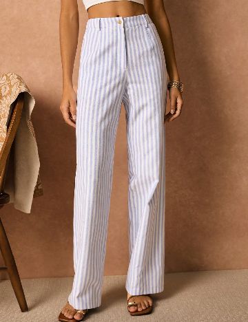 Pantaloni Poeselle, alb/albastru