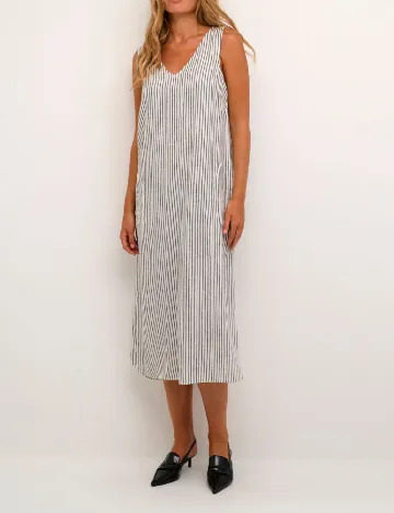 Rochie medie Kaffe, alb/maro