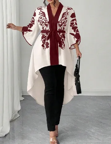 Bluza SHEIN CURVE, alb/rosu