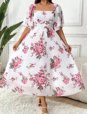 Rochie medie SHEIN CURVE, floral print