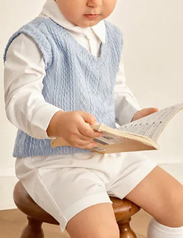 Compleu Shein Kids, alb/albastru