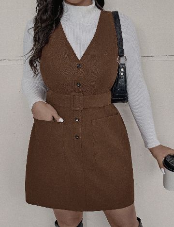 Rochie scurta SHEIN CURVE, maro