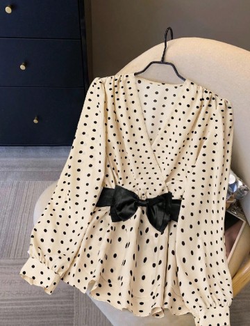 Bluza SHEIN CURVE, crem/negru