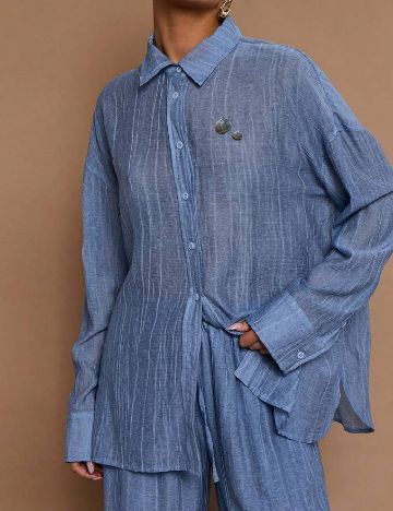 Camasa Oversize SHEIN, albastru
