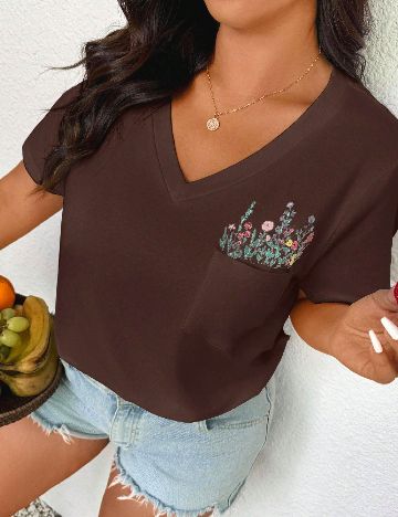 Tricou SHEIN CURVE, maro