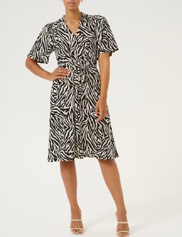 Rochie medie Kaffe, alb/negru
