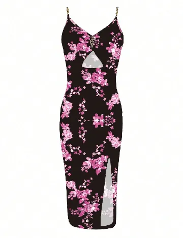 Rochie medie SHEIN, negru/roz