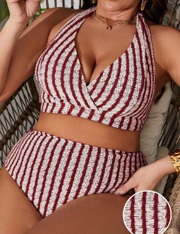 Costum de baie SHEIN CURVE, rosu/alb