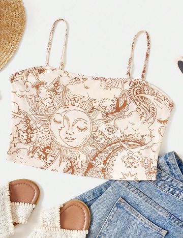 Top SHEIN, maro/crem