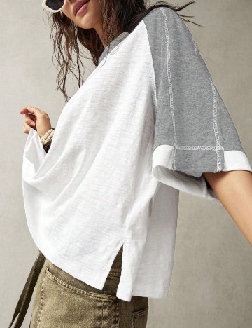 Tricou Oversize SHEIN CURVE, alb