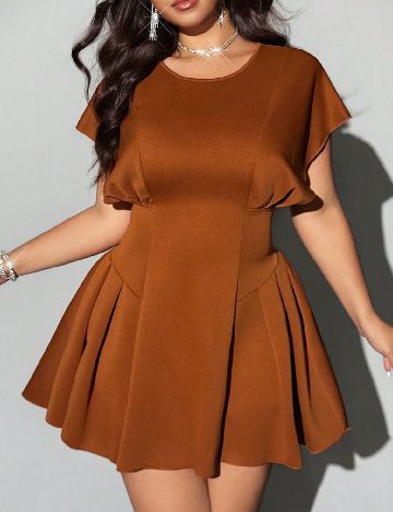 Rochie scurta SHEIN CURVE, maro