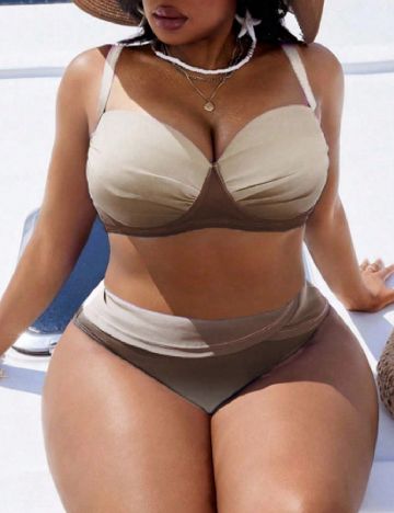 Costum de baie SHEIN CURVE, maro