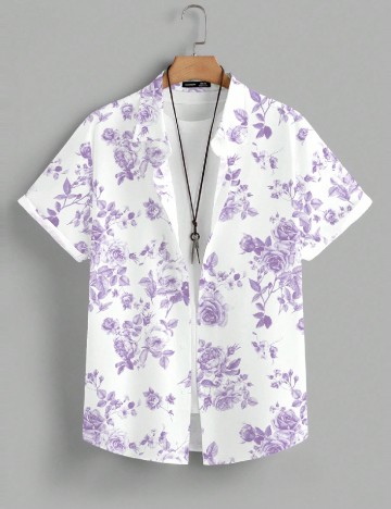 Camasa SHEIN Plus Size Men, alb