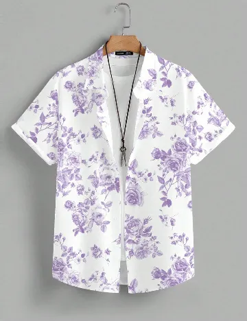 Camasa SHEIN Plus Size Men, alb