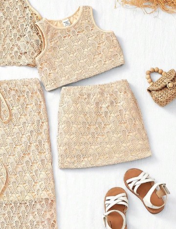 Compleu De Plaja Shein Kids, crem