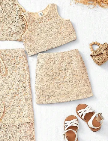 Compleu De Plaja Shein Kids, crem