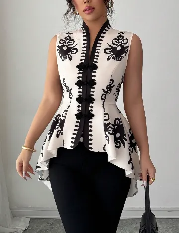 Bluza SHEIN, crem/negru