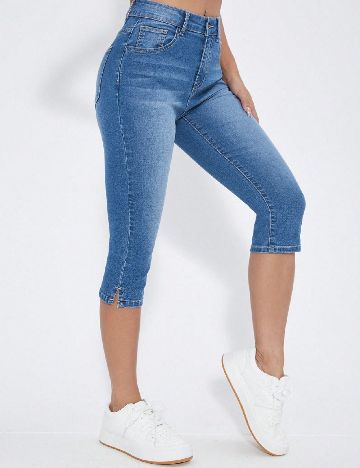 Pantaloni trei sferturi SHEIN, albastru