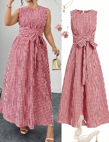 Rochie medie SHEIN CURVE, rosu/alb