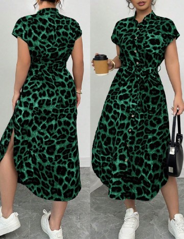 Rochie medie SHEIN CURVE, verde/negru