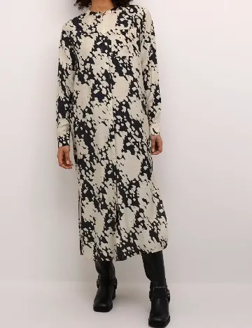 Rochie lunga Kaffe, crem/negru