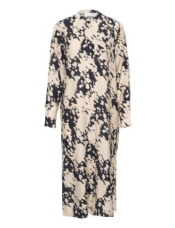 Rochie lunga Kaffe, crem/negru