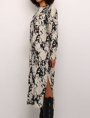 Rochie lunga Kaffe, crem/negru