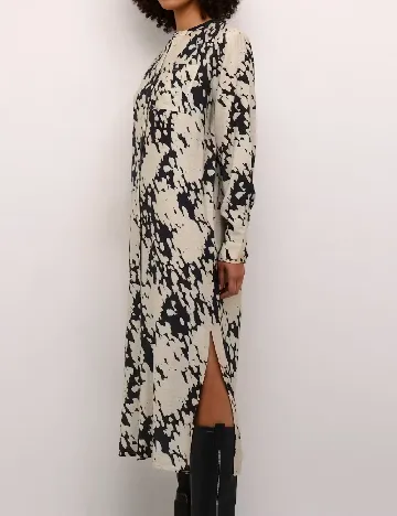Rochie lunga Kaffe, crem/negru