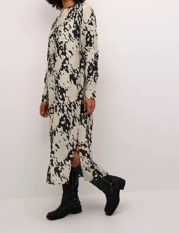Rochie lunga Kaffe, crem/negru