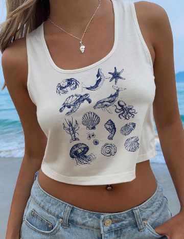 Top SHEIN, alb/albastru