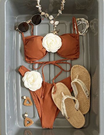 Costum de baie SHEIN, maro