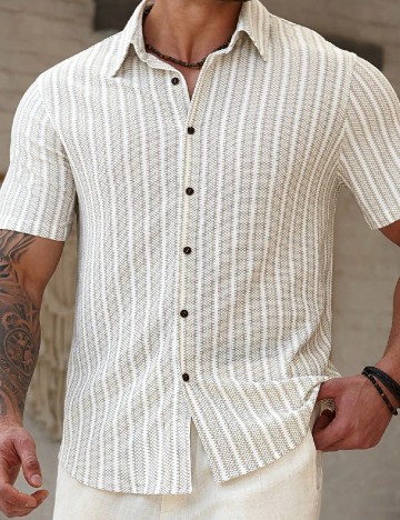 Camasa SHEIN Plus Size Men, bej