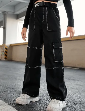 Pantaloni Shein Kids, negru