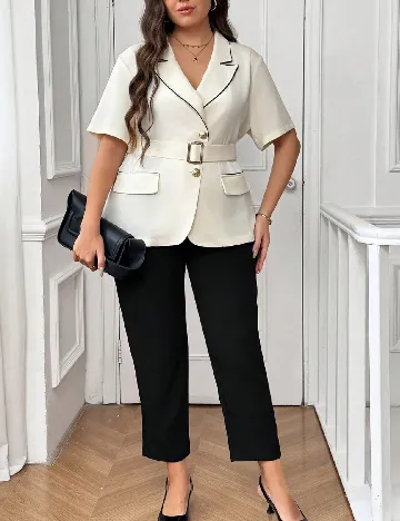 Blazer SHEIN CURVE, ecru