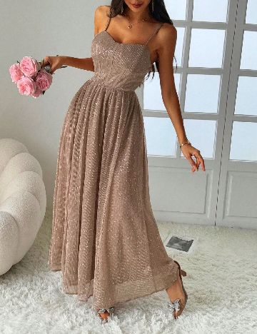 Rochie lunga Dazy, maro
