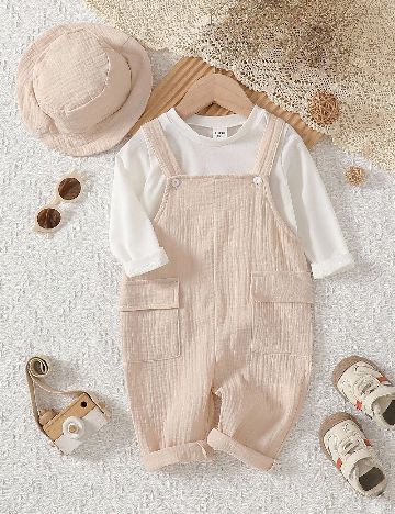 Salopeta Shein Kids, crem
