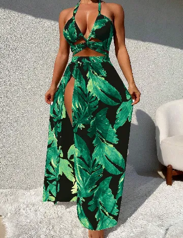 Costum de baie SHEIN, verde/negruv