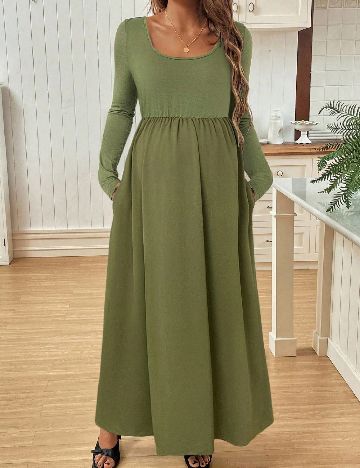 Rochie lunga SHEIN Maternity, verde