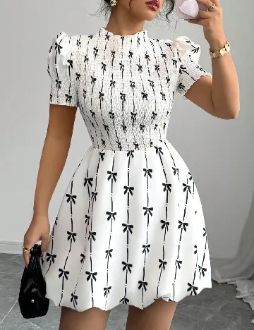 Rochie scurta SHEIN, ecru/negru